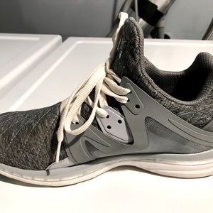 APL womens shoe. Grey quilted fabric.